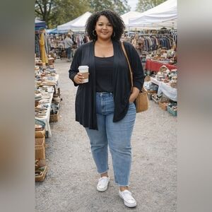 torrid Black Open-Front Drapey Cardigan Plus Size 3x